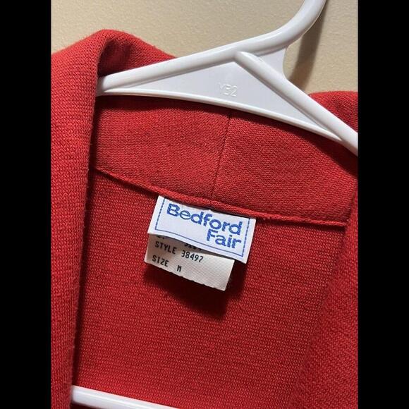 Vintage Bedford Fair Women's Cardigan Jacket Red Black Stitch  Accents Med - Picture 3 of 4